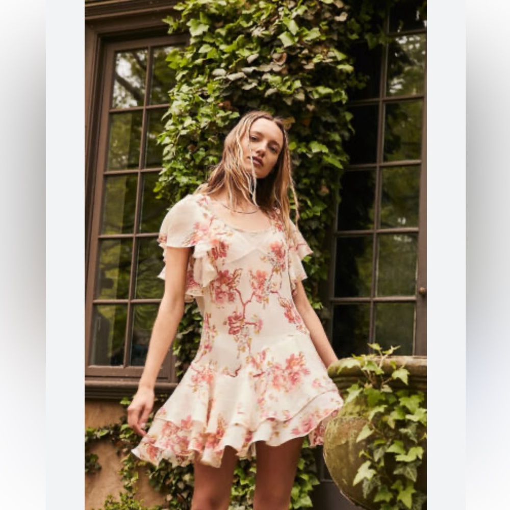 Free People Love To Love Mini Dress Floral Print NWT XS
